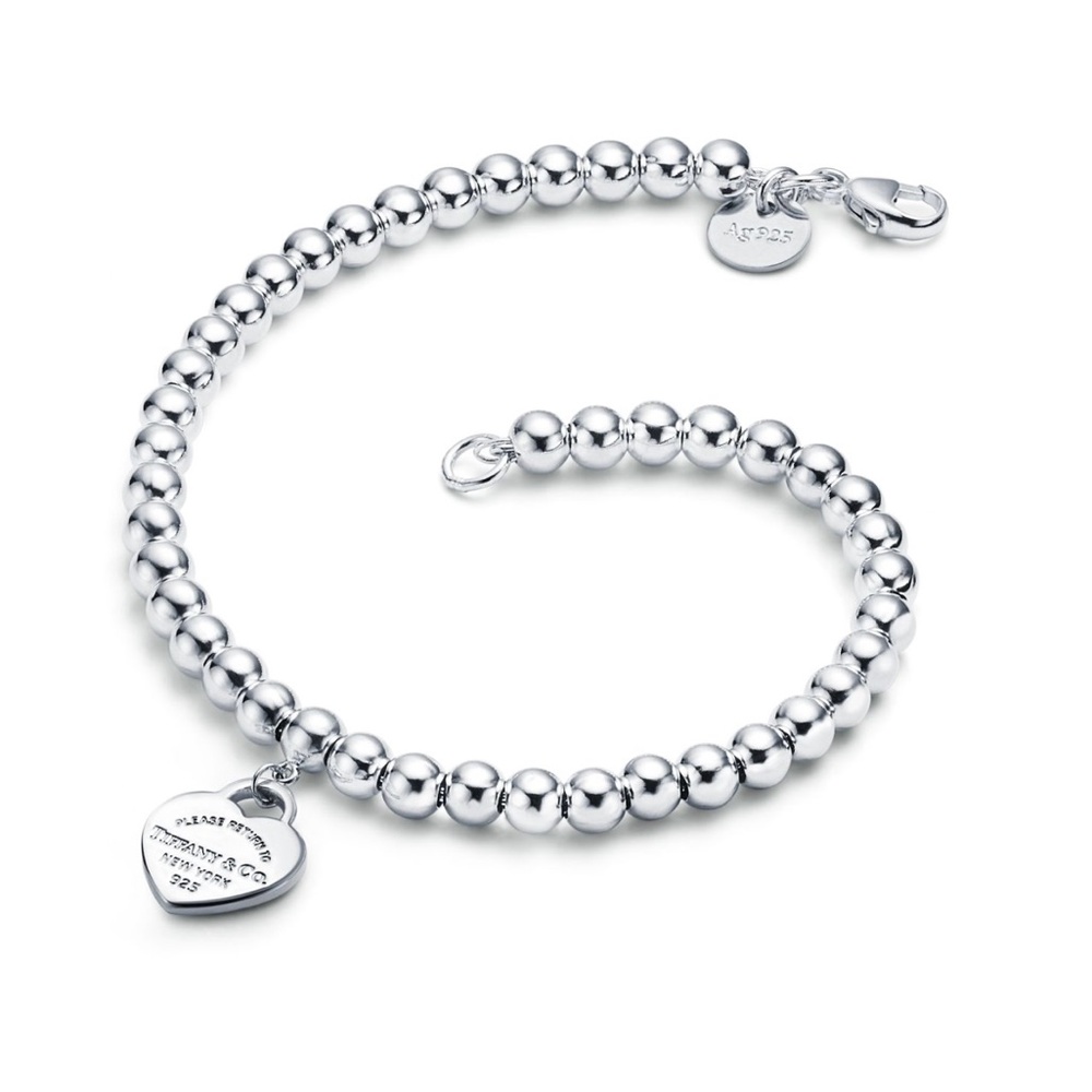 Tiffany’s Heart Tag Bead Bracelet. Great condition. 7.5 inches